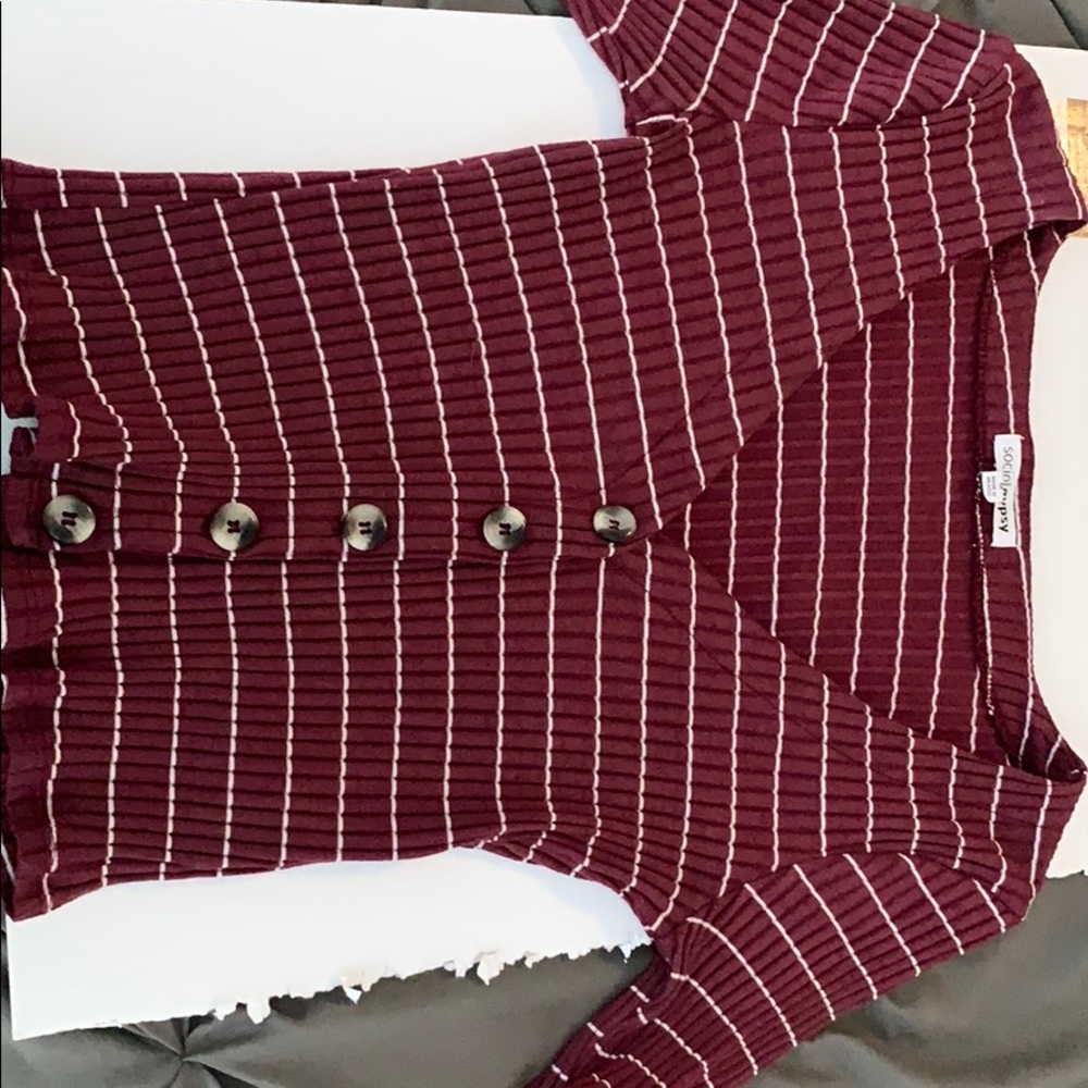 Maroon & White Striped Shirt